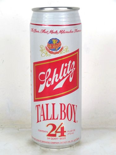 1980 Schlitz Beer "Tall Boy" (No SG Warning) 24oz Undocumented Eco-Tab Milwaukee Wisconsin