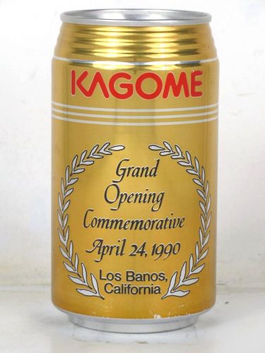 1990 Kagome Grand Opening Commemorative Can Los Banos California 12oz Undocumented Bank Top Chicago Illinois