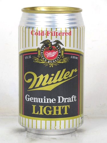 1989 Miller Genuine Draft Light Beer V2 (Test) 12oz Undocumented Bank Top Milwaukee Wisconsin