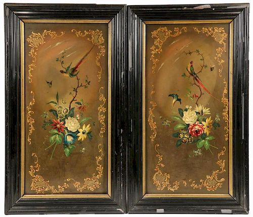 PAIR OF FRAMED VICTORIAN PAINTED SLATES