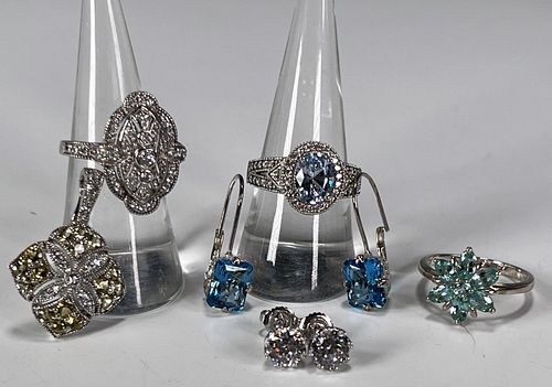 CONTEMPORARY STERLING AND GEM STONE JEWELRY