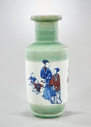 Chinese Underglaze Blue and Red Rouleau Vase