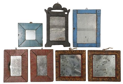 (7) MINIATURE COUNTRY FRAMED MIRRORS