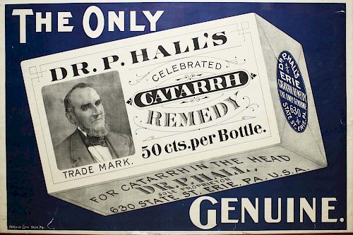 Dr P Hall'S Celebrated Catarrh Remedy Advertising Poster