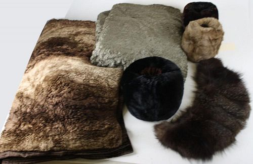 Lot Of Sleigh Apparel Incl. Two Fur Sleigh Robes, Three Fur
