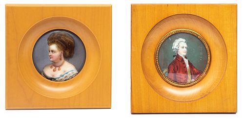 Louis August Steinheil (French, 1814-1885) Portrait Miniature Ca. 19th.c., Mozart., Dia. 2.25" 2 pcs