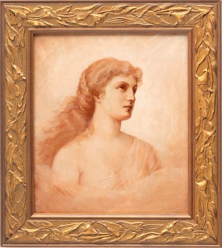K.B.O. Fowler, Oil On Canvas, Ca. 1900, Neoclassical Beauty, H 14" W 12"