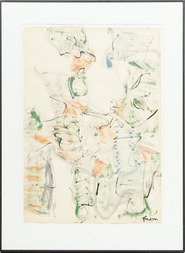 Jack Faxon (American, 1936-2020) Watercolor H 26" W 20"
