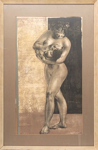Hans Erni (SWISS, 1909-2015) Lithograph In Colors On Wove Paper, 1955, Mother And Child, H 35" W 20"