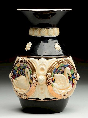 Large Schiller Decorative Vase With Swans.