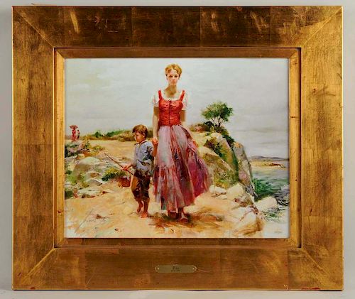 Pino Painting of Lady with Boy.