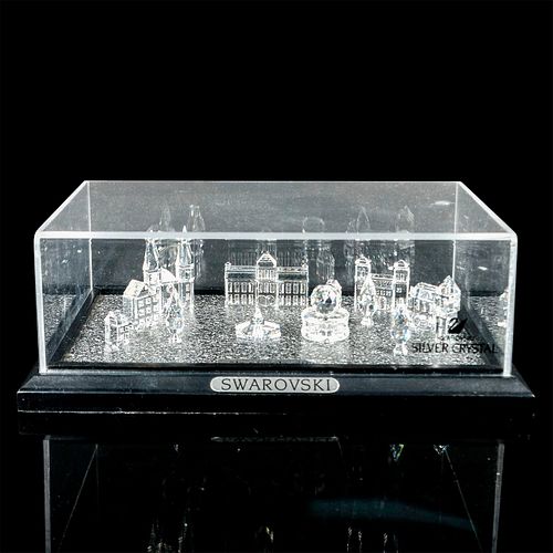 14pc Swarovski Crystal City + Display Case La Piccola Citta