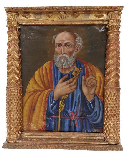 18th-19th C. Saint Peter Catholic Oil Painting