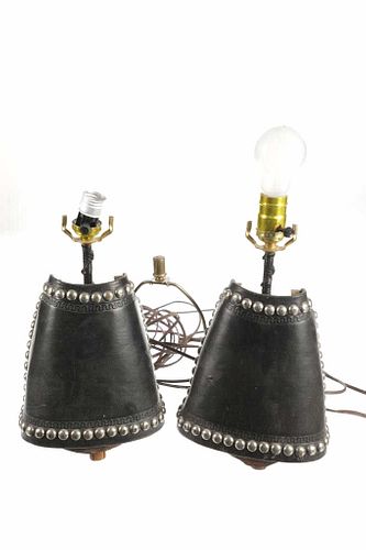 Western Studded Leather Tapaderos Stirrup Lamps