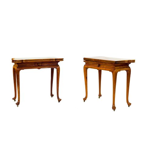 A PAIR OF HUANG HUALI CARD TABLES, 18TH CENTURY (Y)