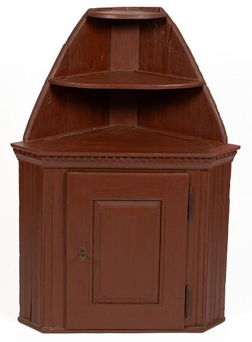 CONTINENTAL PAINTED PINE HANGING CORNER CUPBOARD