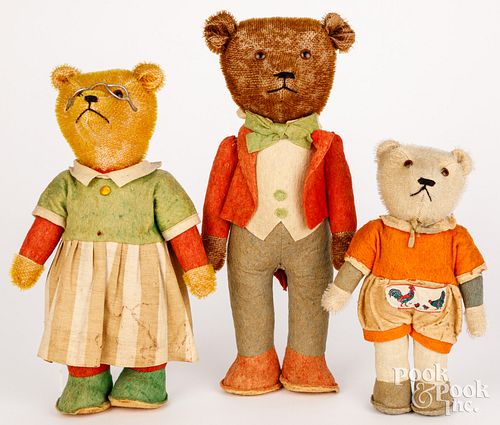 The Three Bears German mohair teddy bears