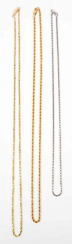Lot Of 3: 14K Yellow & White Gold Chains.