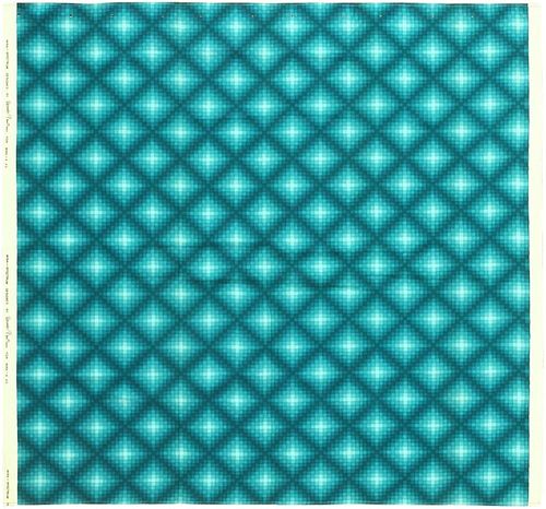 Vintage Scandinavian Verner Panton Teal Color “checkers Ii” Textile 4 ft x 4 ft (1.22 m x 1.22 m)