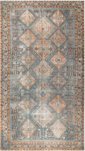 Antique Persian Qashqai Shabby Chic Rug 11 ft 8 in x 6 ft 7 in (3.56 m x 2.01 m)