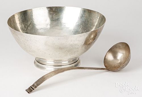 Sterling silver hammered bowl and ladle
