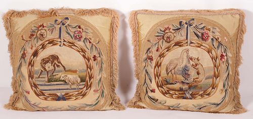 Pair of Antique Aubusson Pillows