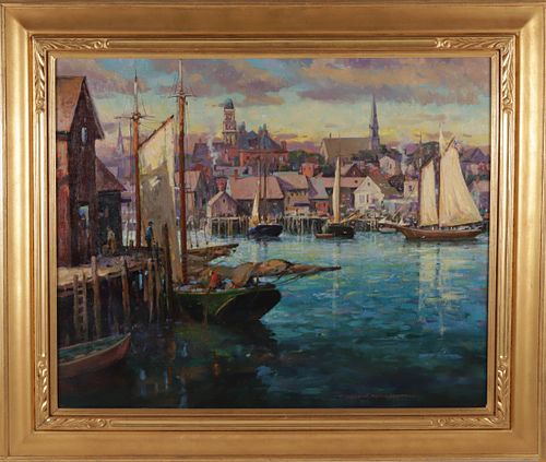 Donald Allen Mosher Oil on Canvas "Glory Days, Gloucester, Massachusetts"