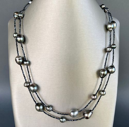 Tahitian South Sea Pearl and Spinel Necklace