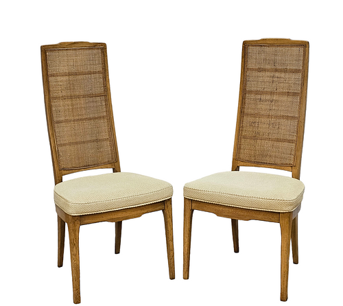 MCM pair of cane and spindle chairs 