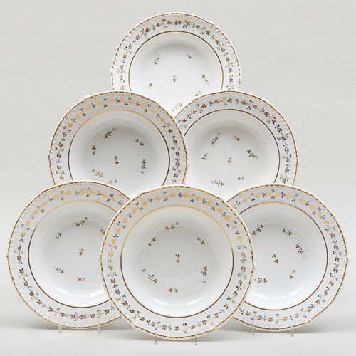 Set of Six Royal Crown Derby Porcelain Soup Plates 
