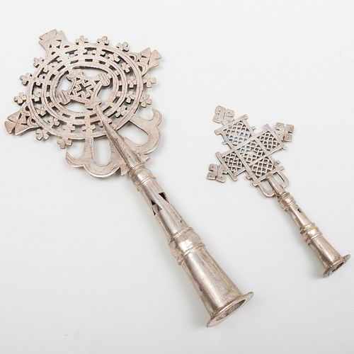 Two Metal Coptic Crosses