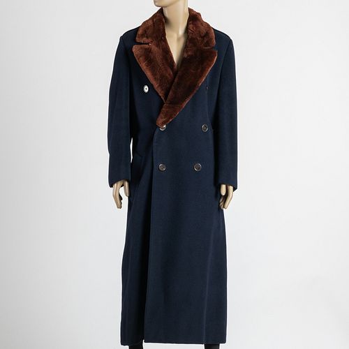 Jackie Rodgers Faux Fur and Navy Wool Overcoat