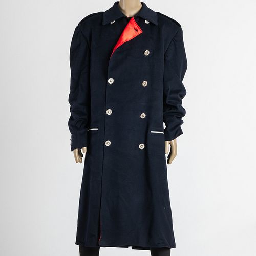 Gianni Versace Navy Cashmere Overcoat