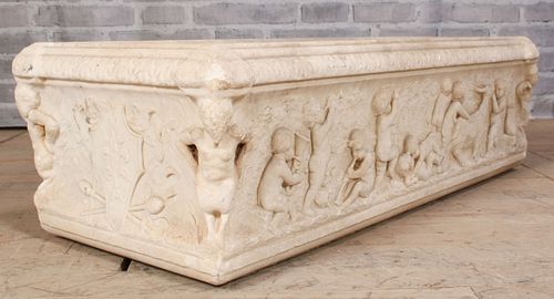 Carved Italian Marble Planter, 19th Century