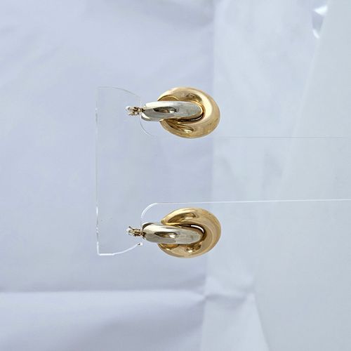 Pair of 14 Yellow and White Gold Earrings