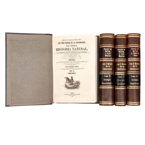 Los Tres Reinos de la Naturaleza. Museo Pintoresco de Historia Natural. Madrid: 1852 - 1855. Ilustrados. 5 tomos en 4 volumenes.