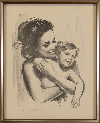 MOSHE HAI BEN-MENASHE, Mother and son, serigraph