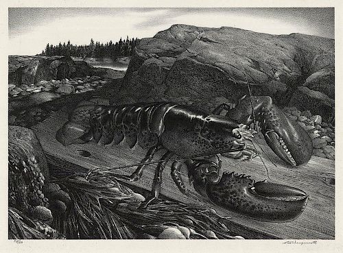 Original Wengenroth Lithograph - Lobster, 1944.