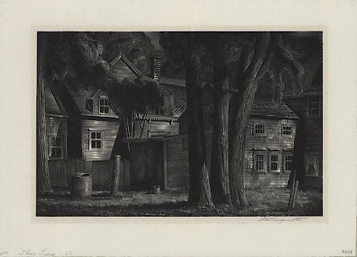 Original Wengenroth Lithograph - Three Trees, 1932.