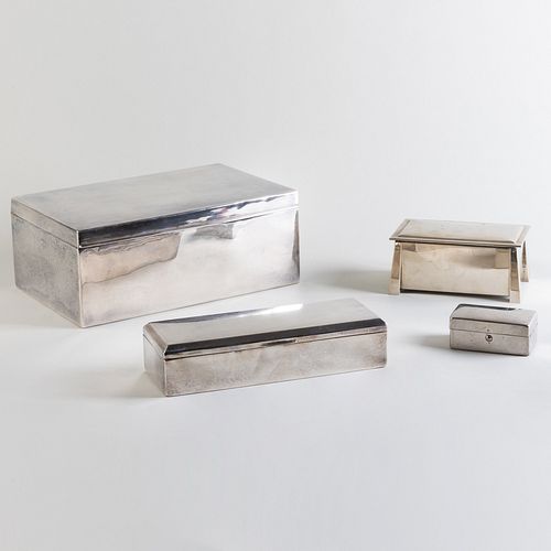 Group of Two Silver Plate Boxes and a Nickel Silver Box