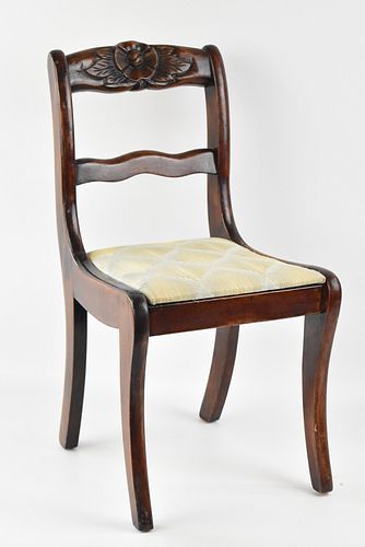 VICTORIAN CHILDREN'S CARVED ROSE BACK CHAIR 