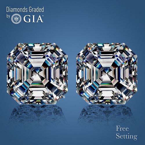 4.02 carat diamond pair, Square Emerald cut Diamonds GIA Graded 1) 2.01 ct, Color E, VVS2 2) 2.01 ct, Color E, VS1. Appraised Value: $169,500 