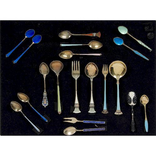 Enameled Sterling Spoons and Forks