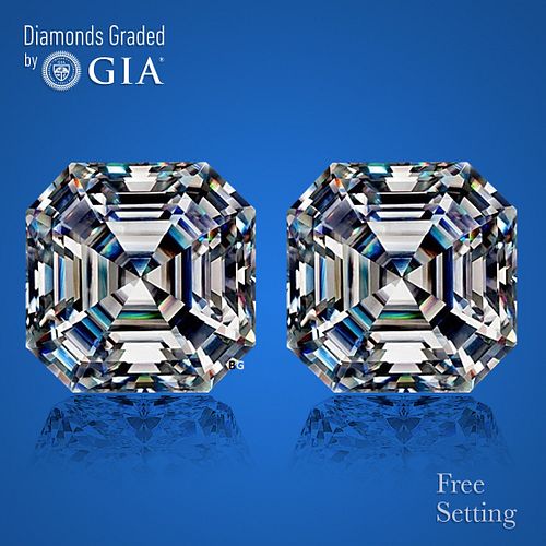 4.03 carat diamond pair, Square Emerald cut Diamonds GIA Graded 1) 2.01 ct, Color F, VVS1 2) 2.02 ct, Color F, VVS2. Appraised Value: $167,700 