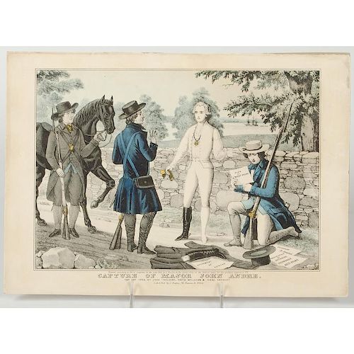 Capture of Major John Andre Hand-Colored Lithograph by J. Baillie