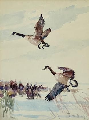 Frank W. Benson (1862-1951) Rising Canada Geese