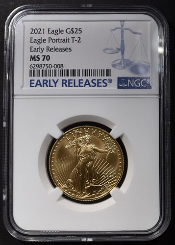 2021 T-2 1/2 OZ GOLD EAGLE NGC MS-70 EARLY RELEASE