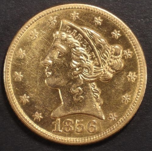 1856 $5 GOLD LIBERTY CH BU