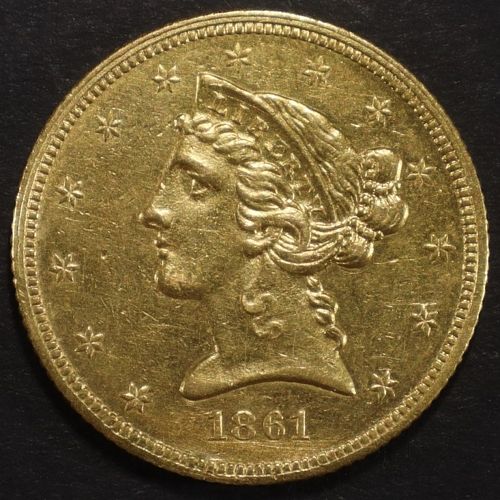 1861 $5 GOLD LIBERTY CH BU