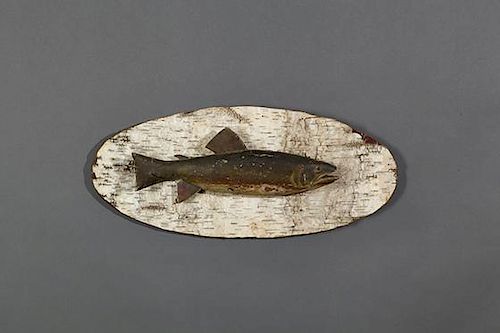 Brook Trout Carving on Birch Bark